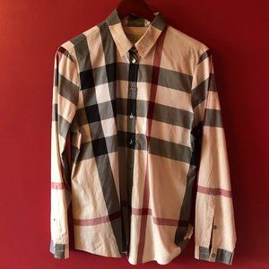 Burberry Brit Button Down Blouse Nova Check Beige